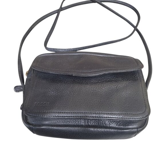 Vintage FOSSIL Black Leather Organizer Crossbody Wallet Multi Pocket Credit Card - Picture 6 of 16